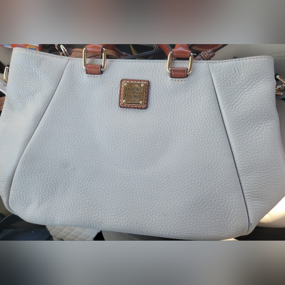 Crossbody Satchel/Hand bag in Pebble Grain Bone Color with Tan Straps
